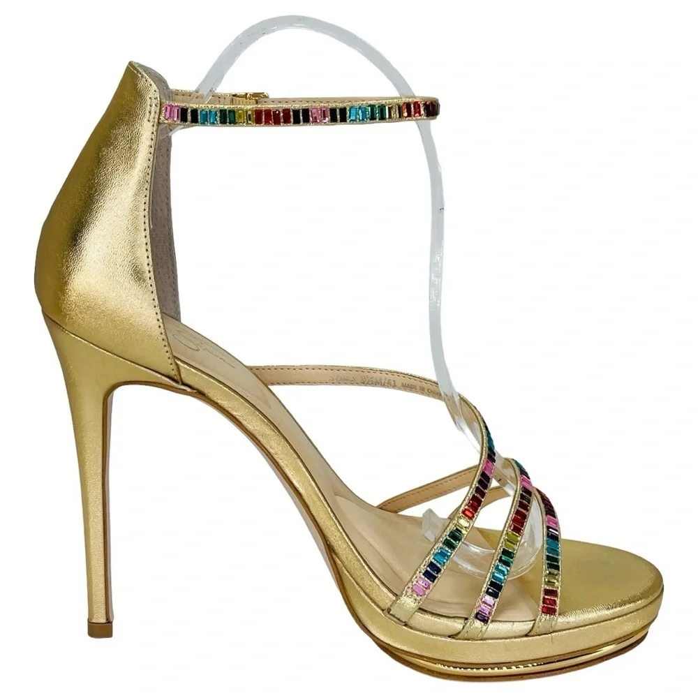 Jessica Simpson Embla Gold Shimmer Rainbow Womens Heels Size 9.5M - Picture 5 of 15
